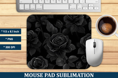Black Rose Flower Mouse Pad | Mouse Pad Sublimation Product Image 1