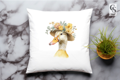 Floral Duck Hat Watercolor Clipart Sublimation PNG Product Image 3