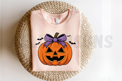Halloween Pumpkin With Bow Sublimation Design Product Image 2