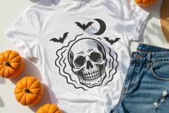 Halloween Retro Skull SVG | Vintage Halloween Skull with Bat Product Image 2