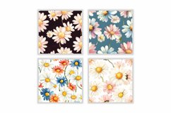 Watercolor Daisy Flower Digital Paper Pattern Product Image 2