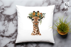 Baby Giraffe Flower Crown Watercolor Clipart Sublimation PNG Product Image 3