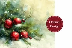 Watercolor Christmas Tumbler Wrap, Christmas Tree Tumbler Product Image 2