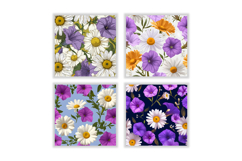 Daisy &amp; Petunia Flower Digital Paper Product Image 2