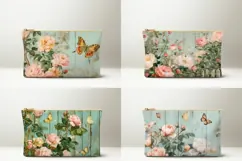 Pink Roses Cosmetic Bag Designs, Flowers Cosmetic Bag Product Image 2