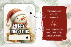 Watercolor Snowman Money Card Template, Christmas Gift Card Product Image 2