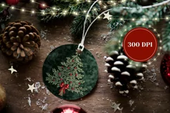 Embroidery Christmas Ornament, Winter Round Ornament Print Product Image 2