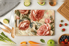 Vintage Oil Paint Roses Cutting Boards sublimation Designs Product Image 2