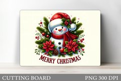 Snowman Cutting Board. Christmas Kitchen Cutting Board Product Image 1