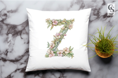 Floral Letter Z Botanical Monogram Alphabet PNG Product Image 1