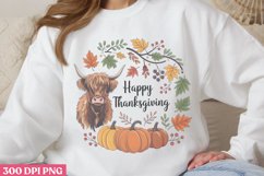 Happy Thanksgiving PNG,Highland Cow Sublimation PNG Product Image 2