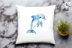 Cute Dolphin Watercolor Clipart Sublimation PNG Product Image 2
