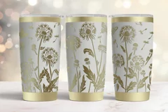 20oz Tumbler laser svg wrap| Floral Dandelions pattern Product Image 2