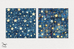 Denim with stars digital paper, background clipart Product Image 2