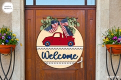 Patriotic Truck Welcome Sign Laser Cut | 4th of July | SVG Product Image 1
