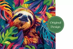 Sloth Tumbler Wrap Design, Tropical Leaves Tumbler Design Product Image 2