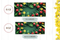 Spring Flowers Mug Template, Red Tulips Mug Wrap Product Image 2
