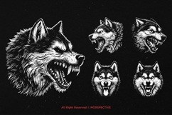 10 Bundle Dark Art Husky Dog Wolf Animal Beast Scary Tattoo Product Image 3