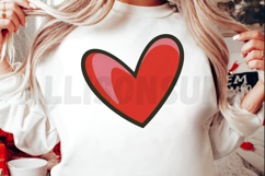 Cartoon Style Red Heart With Dark Outline On White Product Image 2