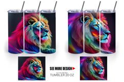 3D Neon Lion | Tumbler Sublimation Wrap Product Image 2