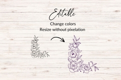 Hand Drawn Peonies Corner Border SVG Product Image 2