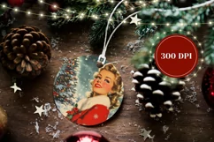 Retro Christmas Ornament Design, Retro Woman Ornament PNG Product Image 2
