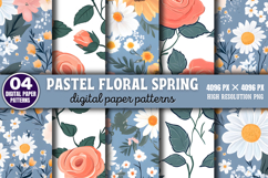 Pastel Floral Spring Pattern Digital Paper Background PNG Product Image 1