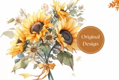Flowers Tumbler Design, Watercolor Sunlowers Sublimation PNG Product Image 2