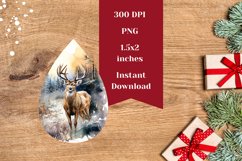 Christmas Earrings Sublimation , Winter Deer Sublimation PNG Product Image 2