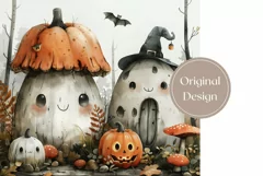 Cute Halloween Tumbler Sublimation, Cartoon Mushrooms PNG Product Image 2