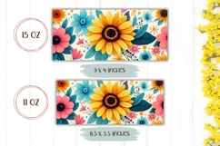 Sunflowers Mug Sublimation, Cartoon Flowers Mug Wrap Product Image 2