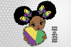 Mardi Gras Girl SVG Cute Black Girl Holding Heart Clipart Product Image 2