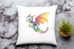 Cute Flying Baby Dragon Clipart Sublimation PNG Product Image 2