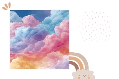 Glitter Rainbow Pillow, Clouds Pillow Sublimation Design Product Image 2