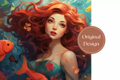 Red Hair Mermaid Sublimation Design 20 oz, Mermaid Tumbler Product Image 2