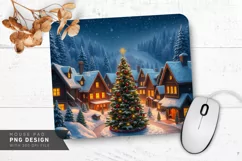 Winter Wonderland with Snowy Village Mouse Pad PNG Product Image 1