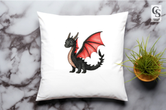 Black Dragon Red Wings Clipart Sublimation PNG Product Image 2