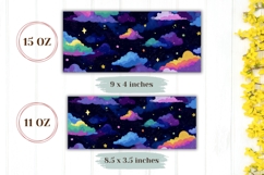 Night Sky Mug Wrap Design, Cartoon Clouds Mug Template Product Image 2