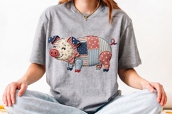 4th of July Farm Animals Faux Patchwork Sublimation PNG. Product Image 2