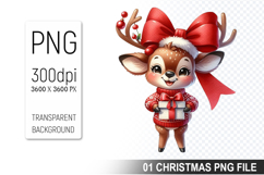 Watercolor Cute Christmas Reindeer Clipart PNG Bundle Product Image 2