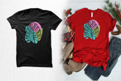 Colorful Monstera Leaf Line Art Embroidery Design Product Image 2