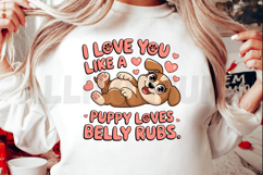 Cute Cartoon Puppy Loves Belly Rubs Valentine Themed Product Image 2
