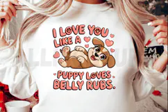 Cute Cartoon Puppy Loves Belly Rubs Valentine Themed Product Image 2