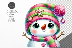 Christmas clipart, Snowman clipart, Winter sublimation Product Image 1