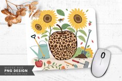 Funky Leopard Apple with Sunflowers and Tools Mouse Pad PNG Product Image 1