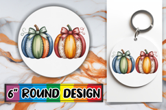 Cheerful Car Coaster Circle PNG, Pumpkin Watercolor Product Image 1