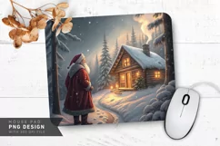 Santa in Snowy Forest by Cozy Cabin Mouse Pad Sublimation Product Image 1