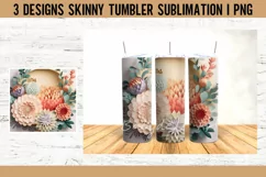 Floral 3D Tumbler Sublimation Designs PNG Product Image 2