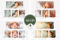 Watercolor Christmas Mug Design, Winter Woman Mug Wrap Product Image 2