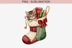 Christmas bookish cat png design for T-shirts Product Image 2